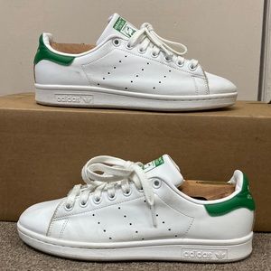 Adidas Stan Smith Sneakers White/Green Mens Size 8 GUC